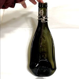 NEW WINE BOTTLE GLASS ART HOST PLATTER SERVER FORK